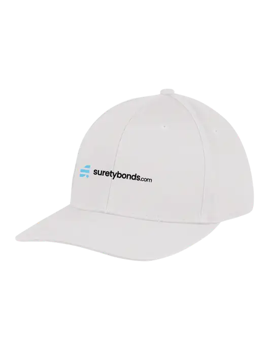 Premium Modern Structured Twill White Snapback Cap w/SuretyBonds.com Logo
