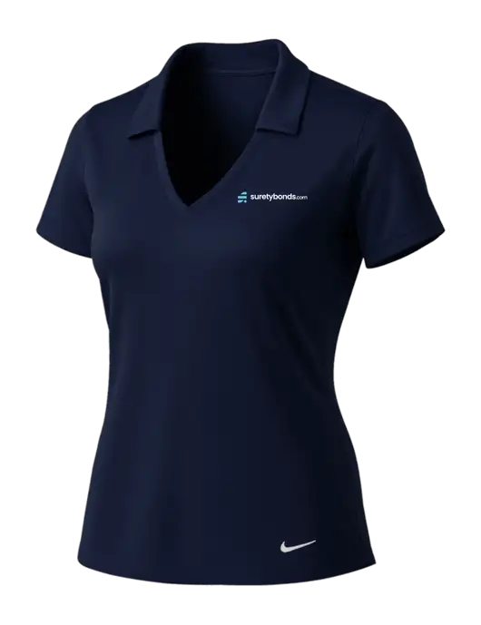 NIKE Dark Navy Womens Dri-Fit Vertical Mesh Polo w/SuretyBonds.com Logo