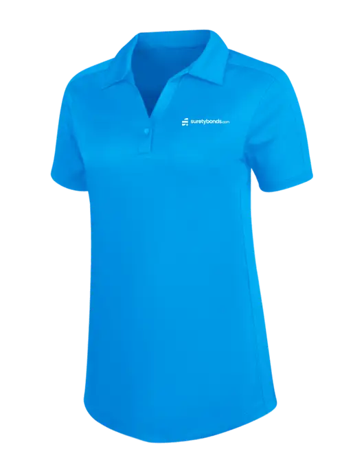 Womens Sapphire Blue Diamond Jacquard Polo w/SuretyBonds.com Logo