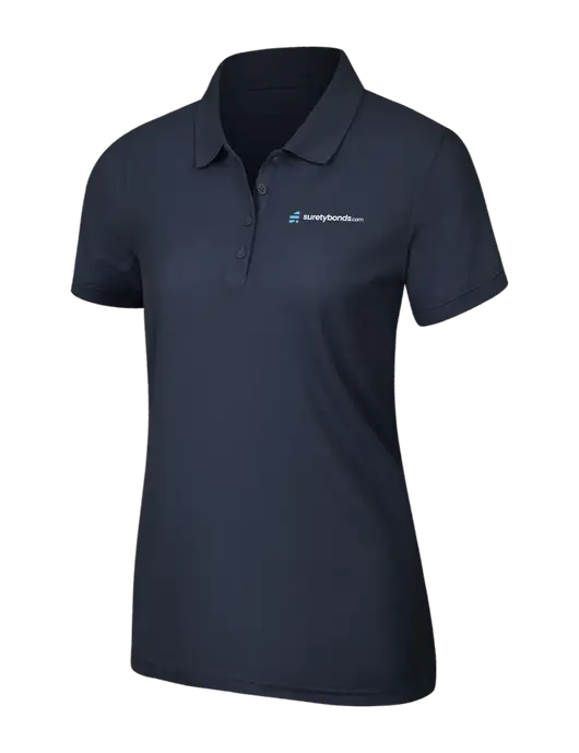 Navy Blue Womens Core Classic Pique Polo w/SuretyBonds.com Logo