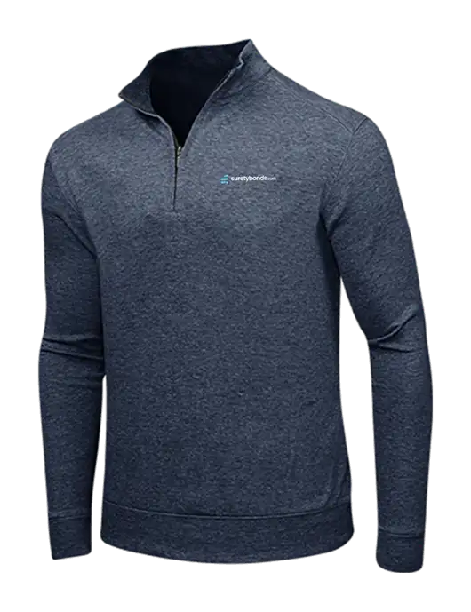 Estate Blue Heather/Charcoal Heather Interlock 1/4 Zip w/SuretyBonds.com Logo