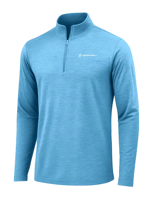 Light Blue Heather Posicharge Tri-Blend Wicking 1/4 Zip Pullover w/SuretyBonds.com Logo