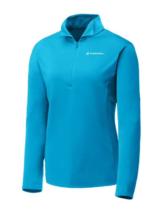 Sapphire Blue Womens Posicharge Competitor ¼ Zip Pullover w/SuretyBonds.com Logo