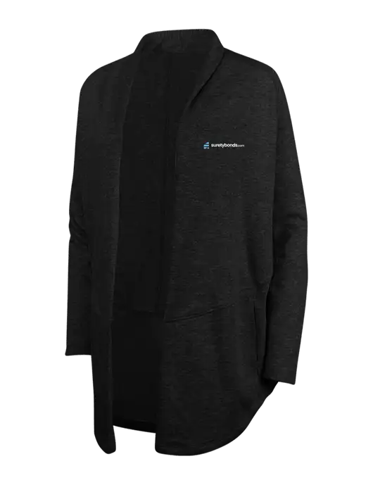 Deep Black/Charcoal Heather Womens Interlock Cardigan w/SuretyBonds.com Logo