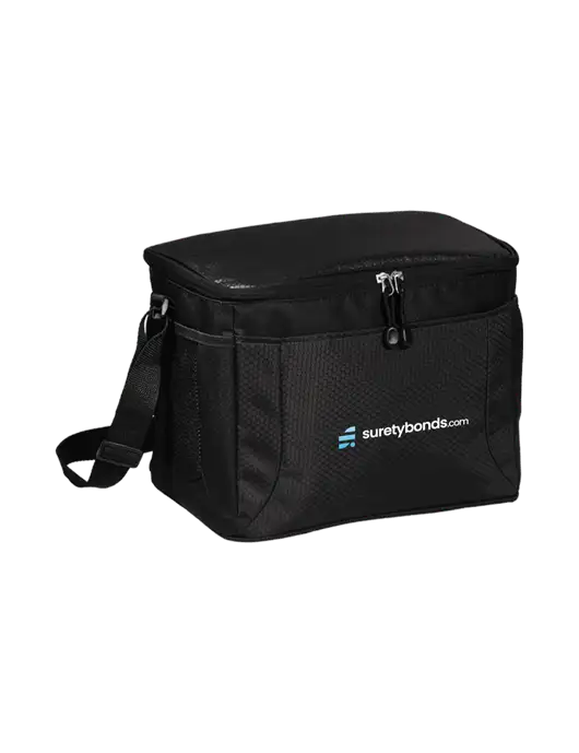 12 Can Black/Black Cube Cooler  w/SuretyBonds.com Logo
