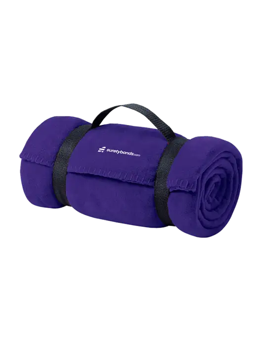 Casual Purple Fleece Blanket With Strap w/SuretyBonds.com Logo