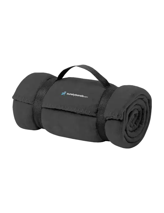 Casual Midnight Heather Fleece Blanket With Strap w/SuretyBonds.com Logo