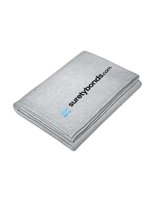 Core Light Grey Heather Fleece Sweatshirt Blanket w/SuretyBonds.com Logo