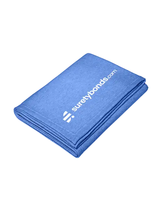 Core Heather Royal Fleece Sweatshirt Blanket w/SuretyBonds.com Logo