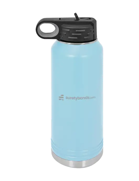 Polar Camel 32 oz Powder Coated Light Blue Vacuum Insulated Water Bottle w/SuretyBonds.com Logo
