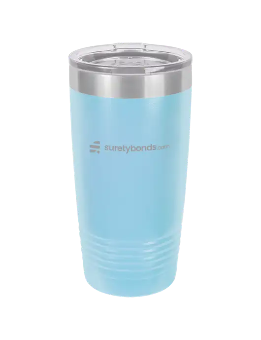 Polar Camel 20 oz Powder Coated Light Blue Vacuum Insulated Tumbler w/SuretyBonds.com Logo