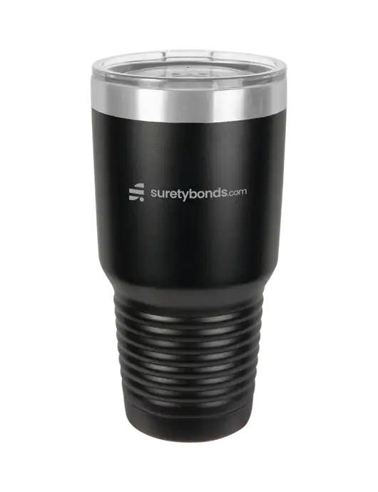 Polar Camel 30 oz Powder Coated Black Vacuum Insulated Tumbler w/SuretyBonds.com Logo