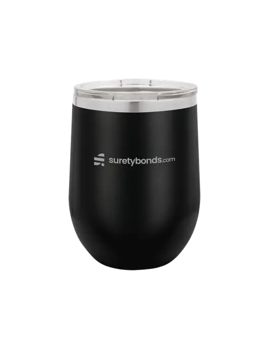 Polar Camel 12 oz Powder Coated Black Vacuum Insulated Stemless Wine Tumbler w/SuretyBonds.com Logo