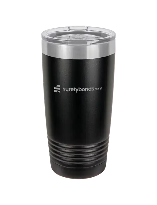 Polar Camel 20 oz Powder Coated Black Vacuum Insulated Tumbler w/SuretyBonds.com Logo