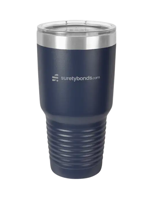 Polar Camel 30 oz Powder Coated Navy Vacuum Insulated Tumbler w/SuretyBonds.com Logo