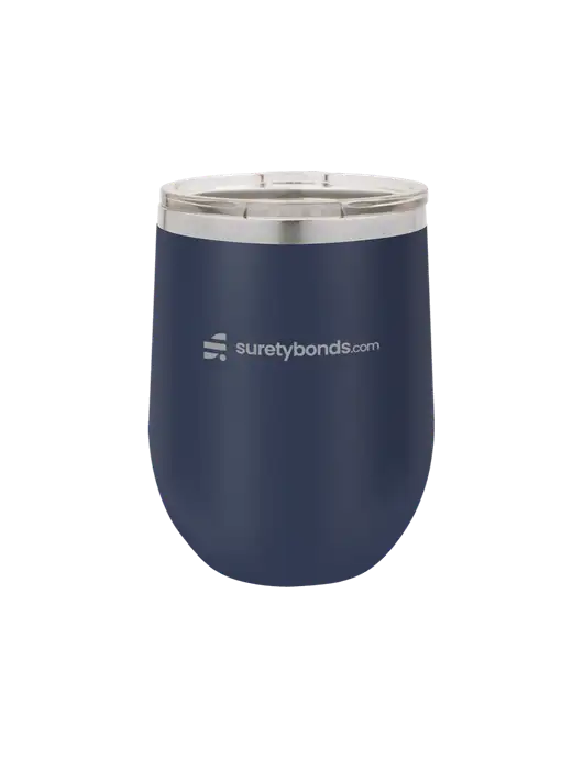 Polar Camel 12 oz Powder Coated Navy Vacuum Insulated Stemless Wine Tumbler w/SuretyBonds.com Logo