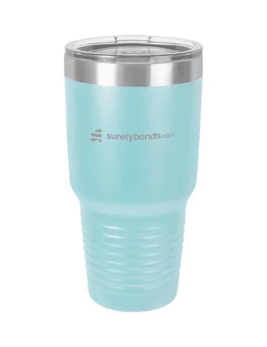 Polar Camel 30 oz Powder Coated Light Blue Vacuum Insulated Tumbler w/SuretyBonds.com Logo