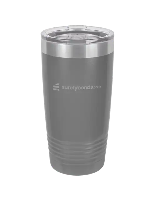 Polar Camel 20 oz Powder Coated Grey Vacuum Insulated Tumbler  w/SuretyBonds.com Logo