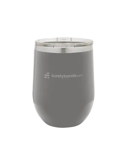 Polar Camel 12 oz Powder Coated Grey Vacuum Insulated Stemless Wine Tumbler w/SuretyBonds.com Logo