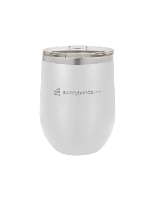 Polar Camel 12 oz Powder Coated White Vacuum Insulated Stemless Wine Tumbler w/SuretyBonds.com Logo
