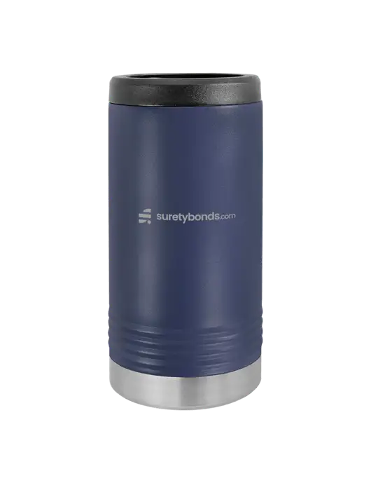 Polar Camel Powder Coated Navy Vacuum Insulated Slim Beverage Holder w/SuretyBonds.com Logo