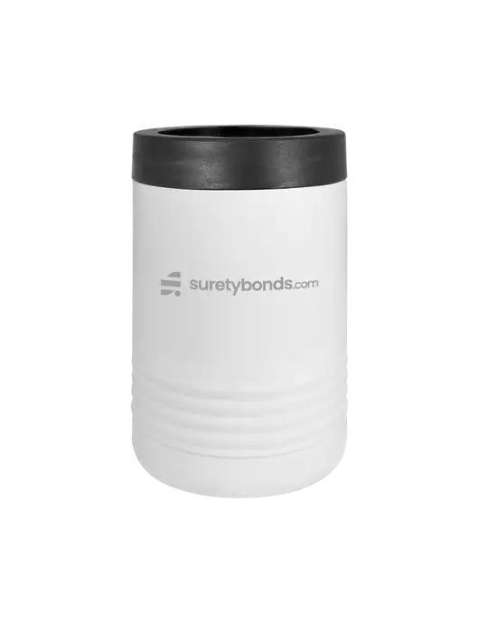 Polar Camel 12 oz Powder Coated White Vacuum Insulated Beverage Holder w/SuretyBonds.com Logo