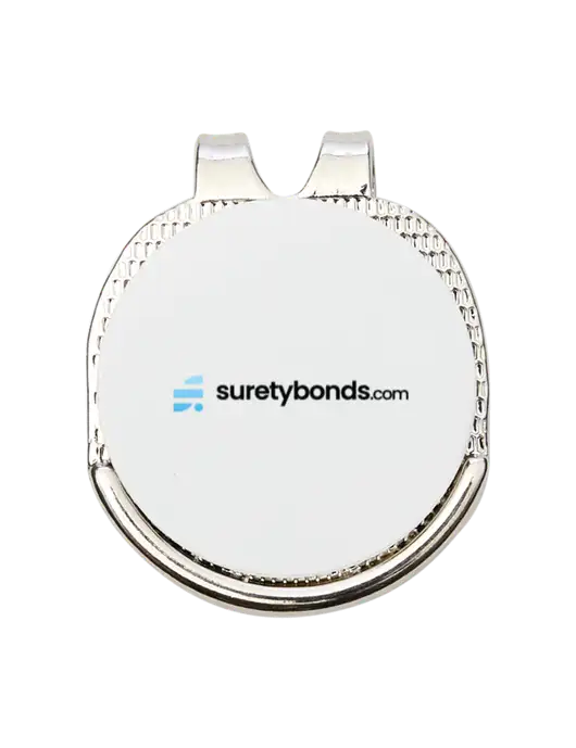 Antique Silver Hat Clip w/Golf Ball Marker w/SuretyBonds.com Logo
