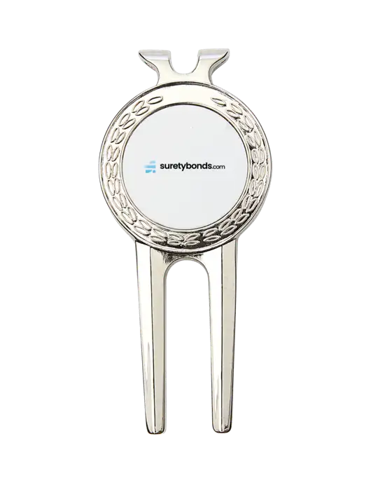 Silver Divot Tool, 1.5 x 3 w/SuretyBonds.com Logo