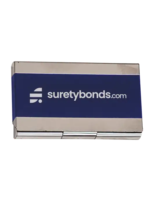 Blue 3.75 x 2.5 Business Card Holder w/SuretyBonds.com Logo