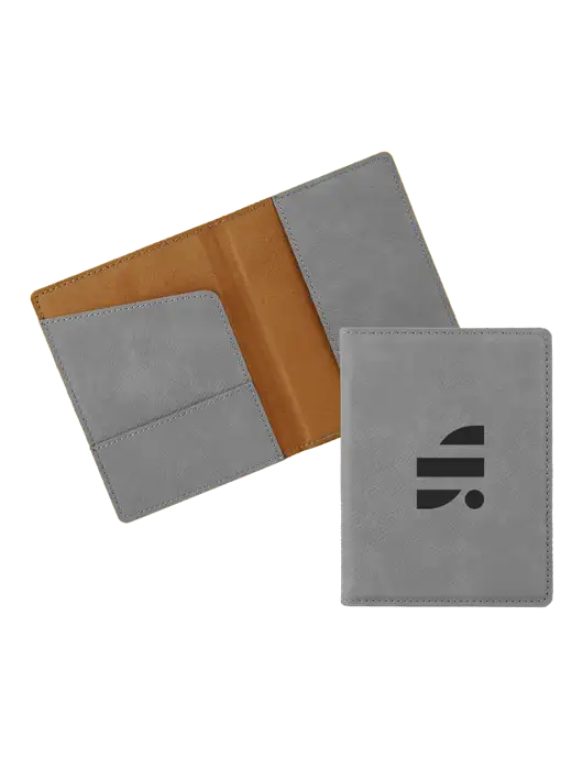 Grey Leatherette Passport Holder w/SuretyBonds.com Icon Logo