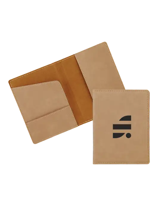 Tan Leatherette Passport Holder w/SuretyBonds.com Icon Logo