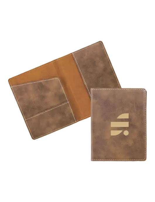 Rustic Leatherette Passport Holder w/SuretyBonds.com Icon Logo