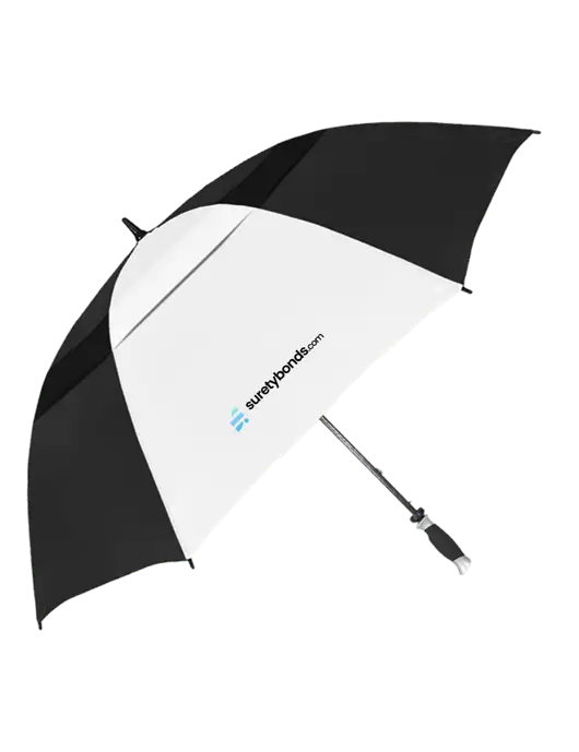 Black/White Vented Typhoon Tamer Golf Umbrella w/SuretyBonds.com Logo