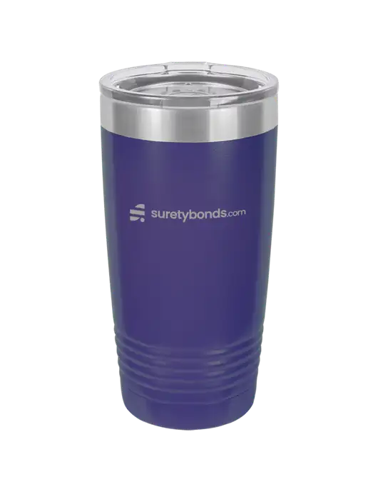 Polar Camel 20 oz Powder Coated Purple Vacuum Insulated Tumbler w/SuretyBonds.com Logo