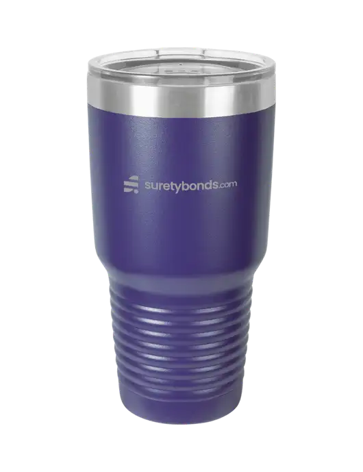 Polar Camel 30 oz Powder Coated Purple Vacuum Insulated Tumbler w/SuretyBonds.com Logo