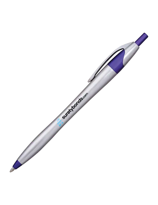 Novella Purple/Chrome Bright Pen - Blue Ink w/SuretyBonds.com Logo