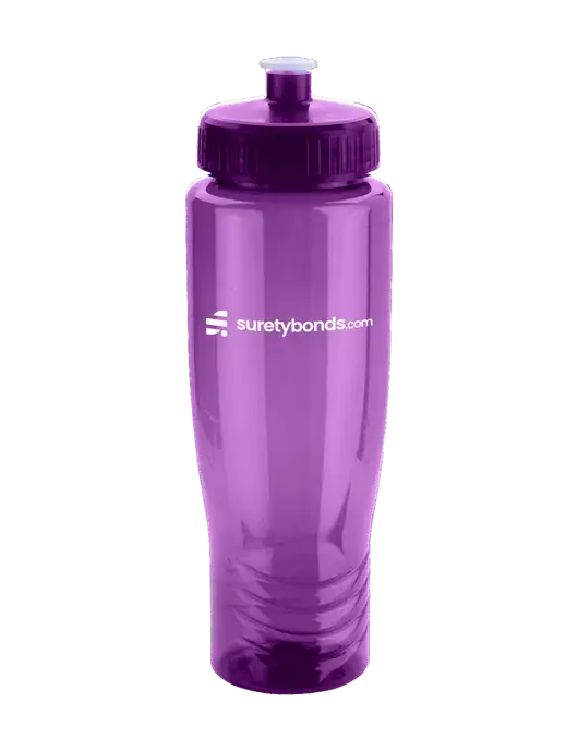 Roam Purple 28 oz Eco-Polyclear Bottle with Push Pull Lid w/SuretyBonds.com Logo