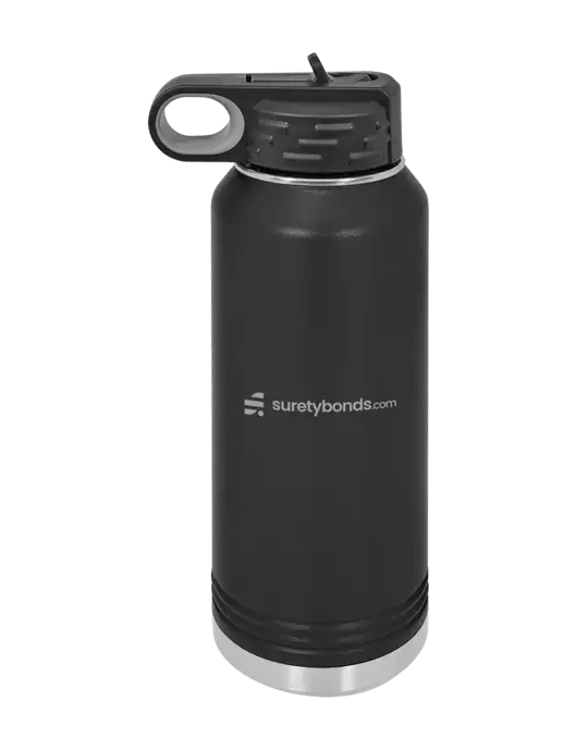 Polar Camel 32 oz Powder Coated Black Vacuum Insulated Water Bottle w/SuretyBonds.com Logo