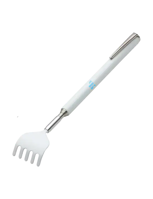 Telescopic White Back Scratcher w/SuretyBonds.com Icon