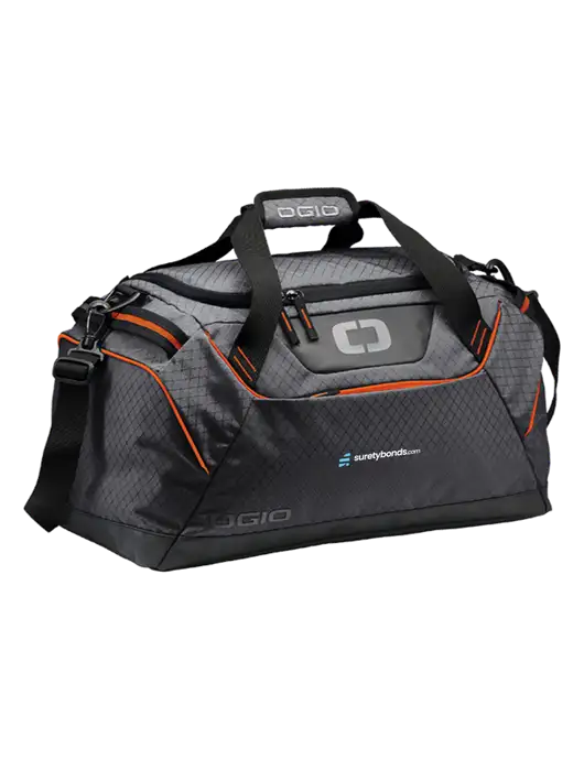 OGIO Tarmac/Orange Catalyst Duffle
 w/SuretyBonds.com Logo