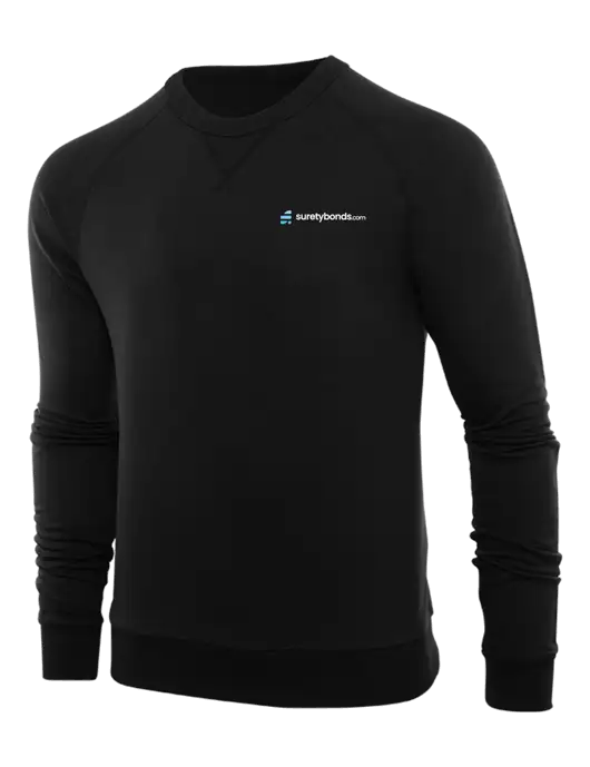 Allmade Deep Black Organic French Terry Crewneck Sweatshirt w/SuretyBonds.com Logo