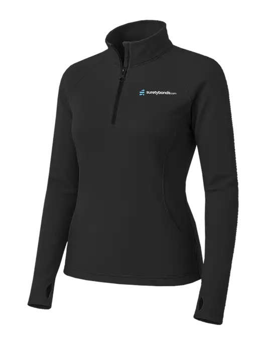 Charcoal Grey Womens Sport Wick Stretch 1/4 Zip Pullover w/SuretyBonds.com Logo