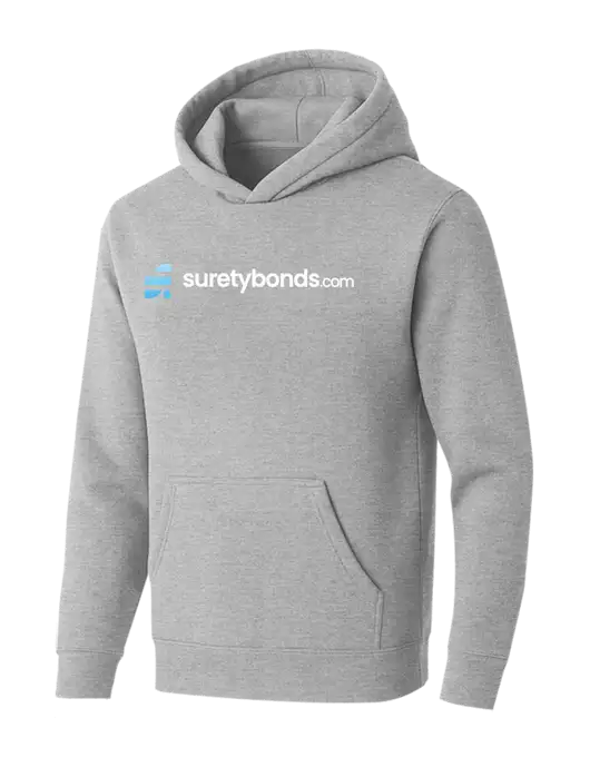 BELLA+CANVAS Light Grey Heather Sponge Fleece Pullover Hoodie w/SuretyBonds.com Logo
