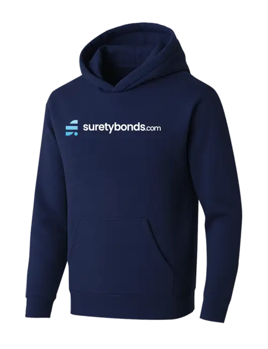 BELLA+CANVAS Navy Sponge Fleece Pullover Hoodie w/SuretyBonds.com Logo