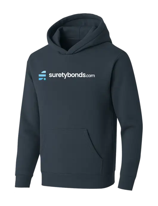 BELLA+CANVAS Dark Grey Sponge Fleece Pullover Hoodie w/SuretyBonds.com Logo