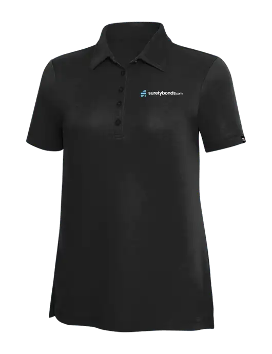 TravisMathew Black Solid Womens Oceanside Polo w/SuretyBonds.com Logo