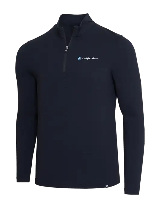 TravisMathew Black Crestview 1/4 Zip w/SuretyBonds.com Logo