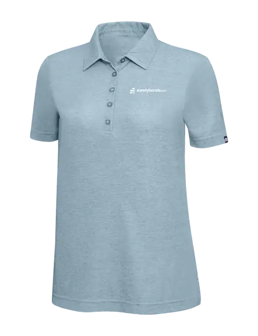 TravisMathew Light Blue Heather Womens  Oceanside Polo w/SuretyBonds.com Logo