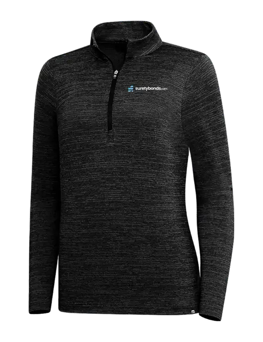 TravisMathew Black Womens Crestview 1/4 Zip w/SuretyBonds.com Logo