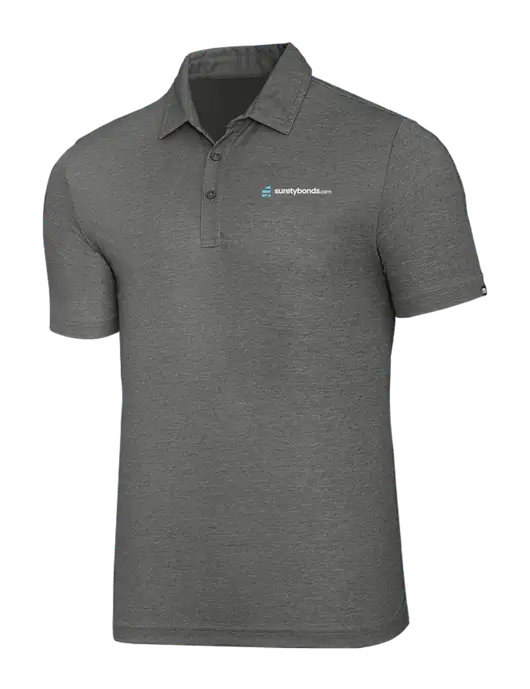 TravisMathew Grey Heather Oceanside Polo w/SuretyBonds.com Logo
